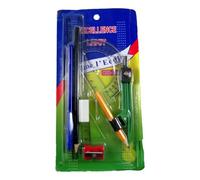 Set Rentrée Scolaire 9 Pcs Règle Equerre Rapporteur Compa Gomme Taille Crayons