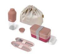 Set repas lunch box rectangle 1l rose magenta