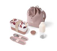 Set repas lunch box rectangle 1l rose vegetal