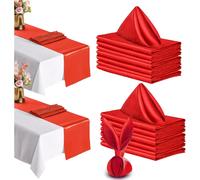 Set Rouge 16 Serviettes + 2 Chemins de Table Satin 45 cm