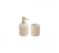 Set salle de bain 2 pièces distributeur céramique marron