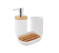 Set salle de bain 3 pièces uni en bambou blanc
