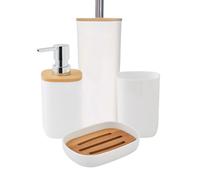 Set salle de bain 4 pièces uni en bambou blanc