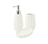 Set salle de bain à relief 3 pièces céramique blanc