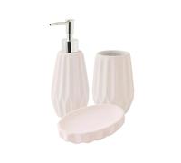 Set salle de bain à relief 3 pièces céramique rose poudré