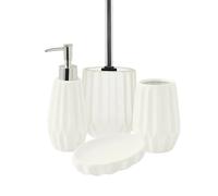 Set salle de bain à relief 4 pièces céramique blanc