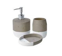 Set salle de bain bicolore 3 pièces céramique taupe