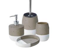 Set salle de bain bicolore 4 pièces en céramique taupe