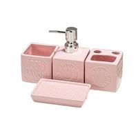 Set Salle De Bain Ensemble d'accessoires de Salle de Bain 4 pièces, Ensembles complets, Distributeur de Savon, Porte-Brosse à Dents, Tasse et Plat de Lavage de Souris(Pink)