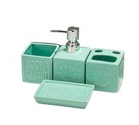Set Salle De Bain Ensemble d'accessoires de Salle de Bain 4 pièces, Ensembles complets, Distributeur de Savon, Porte-Brosse à Dents, Tasse et Plat de Lavage de Souris(Green)