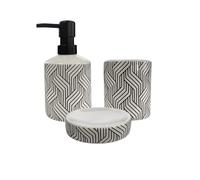 Set salle de bain graphique 3 pièces céramique blanc