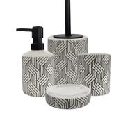 Set salle de bain graphique 4 pièces céramique Noir et blanc