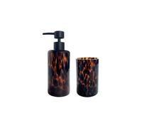 Set salle de bain léopard 2 pièces distributeur marron