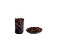 Set salle de bain léopard 2 pièces porte-savon marron