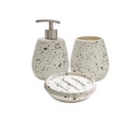Set salle de bain moucheté 3 pièces céramique blanc