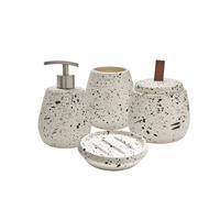 Set salle de bain moucheté 4 pièces céramique blanc