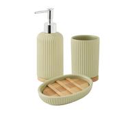 Set salle de bain strié 3 pièces céramique bambou tilleul