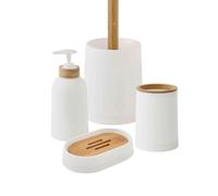 Set salle de bain uni 4 pièces en bambou blanc