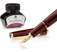 Set stylo plume Cleo Skribent Classic Gold Bordeaux, stylo plume à cartouche et 30 ml d'encre bordeaux