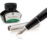 Set stylo plume Cleo Skribent Classic métal noir, stylo plume à cartouche et 30 ml d'encre verte