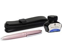 Set stylo plume Diplomat Aero antique rosé avec étui en cuir et encre, épaisseur M