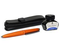 Set stylo plume Diplomat Aero orange avec étui en cuir et encre, épaisseur M