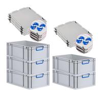 SET SUPER ÉCONOMIQUE 5x Bac Euro NextGen Color avec couvercle d'appui et fermetures à glissière | HxLxP 22x40x60cm, 44 litres | Poignées bleues fermées, fond renforcé | Eurobox boîte industrielle