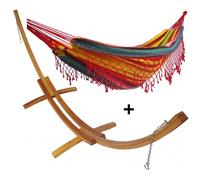 Set support bois avec hamac double franges relaxant