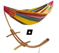 Set support double en bois avec hamac simple relaxant