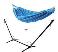 Set support en métal avec hamac double bleu ciel