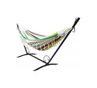 Set support en métal avec hamac simple à franges multicolore