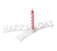 Fackelmann 52510 Lot De 8 Bougies En Spirale Avec 1 Support "Happy Birthday", Bougies D'anniversaire, Bougies Avec Support Gâteau, Multicolore, Cire, Plastique, 8x0,8cm