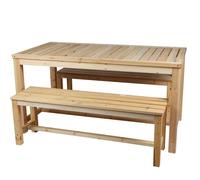 Urban Living SUNNYDAYS Table avec 2 BANCS Formentera en Bois Table:150X80XH77CM ET BANCS:130X35XH45CM
