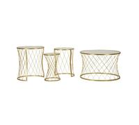 Set table basse et 3 tables d'appoints en métal Noah doré