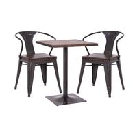 Set table de bistrot 2x chaise de salle à manger HWC-H10d, chaise table chaise de cuisine gastronomie FSC noir-brun, table bru