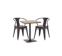 Set table de bistrot et 2x chaise MENDLER HWC-H10d noir-marron table marron clair G