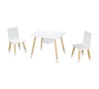 Set Table Et 2 Chaises Enfant Avec Filet De Rangement Blanc Et Naturel TU