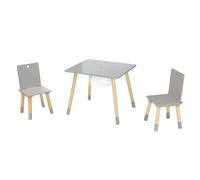 Set Table Et 2 Chaises Enfant Avec Filet De Rangement Gris Et Naturel TU