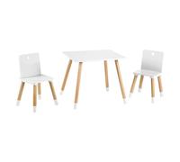 Set Table Et 2 Chaises Enfant Avec Pieds En Bois Massif Blanc Et Naturel TU