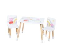 Set Table Et 2 Chaises Enfant Avec Pieds En Bois Massif Blanc - Naturel / Peppa Pig TU