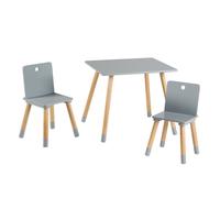 Set Table Et 2 Chaises Enfant Avec Pieds En Bois Massif Gris Et Naturel TU