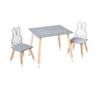 Set Table Et 2 Chaises Enfant Avec Pieds En Bois Massif Gris - Naturel / Lapin Miffy TU