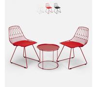 Set table et 2 chaises pour maison bar jardin intérieur et extérieur Etzy - Rouge