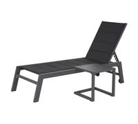 Set transat et table d'appoint barbados textilène noir - aluminium anthracite
