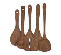 Set Ustensiles pour bois 4 Anti-Rayures Poêles Set Ustensiles(5pcs) | Résiste haute température, pour idéal poêles anti-adhésives, set complet 5 , finition naturelle