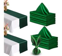 Set Vert 16 Serviettes + 2 Chemins de Table Satin 45 cm