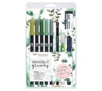 Set Water Coloring Aquarelle Greenery 5 Feutres + Kit