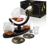Set Whiskykaraf avec socle en bois, verres, dessous de verre et entonnoir - Set cadeau our les amateurs de whisky