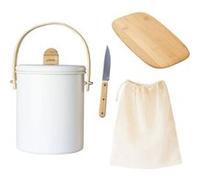 Pebbly Set zéro déchet – Composteur NBA193 4,5 l blanc acier/bambou – 4 pièces