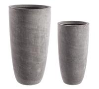 Set2 P.Vase Cement To Tall Grey